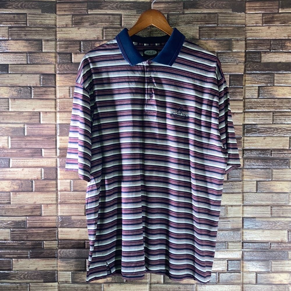 Mens Large Vintage Haley Reserve Golf Polo w/ Sky Creek Ranch Logo